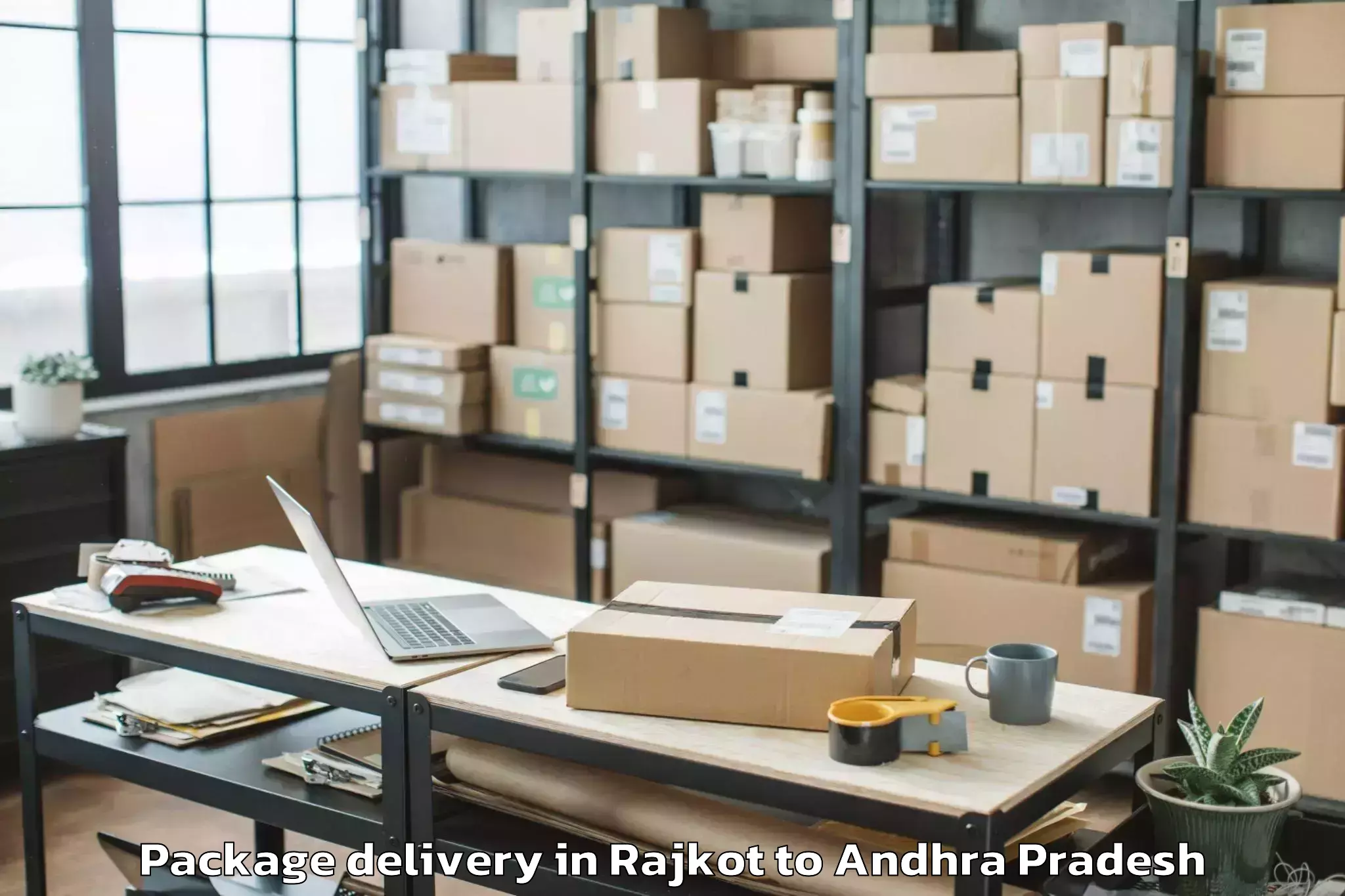 Hassle-Free Rajkot to Krishna University Machilipatn Package Delivery